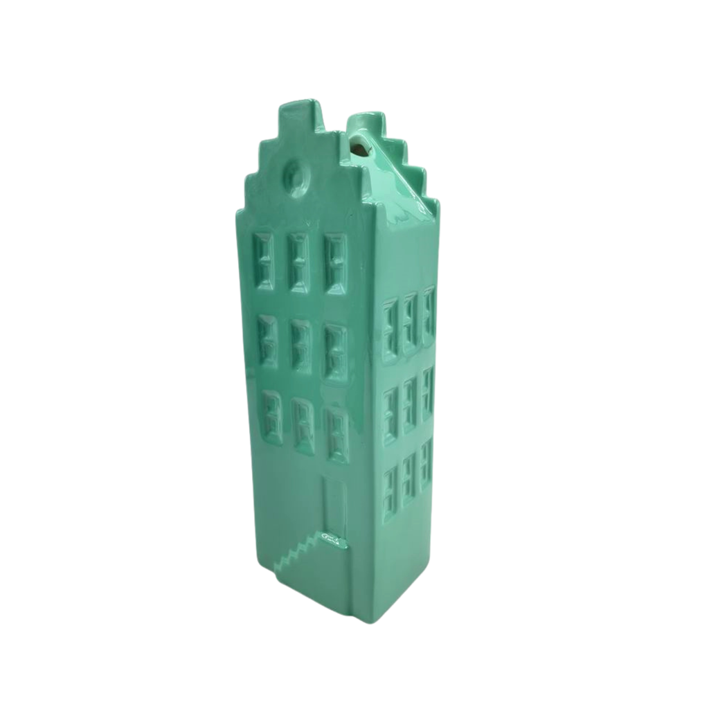 Vaso di fiori - Vaso per la casa - Ceramica - Verde mare - 6x5,5x18 cm