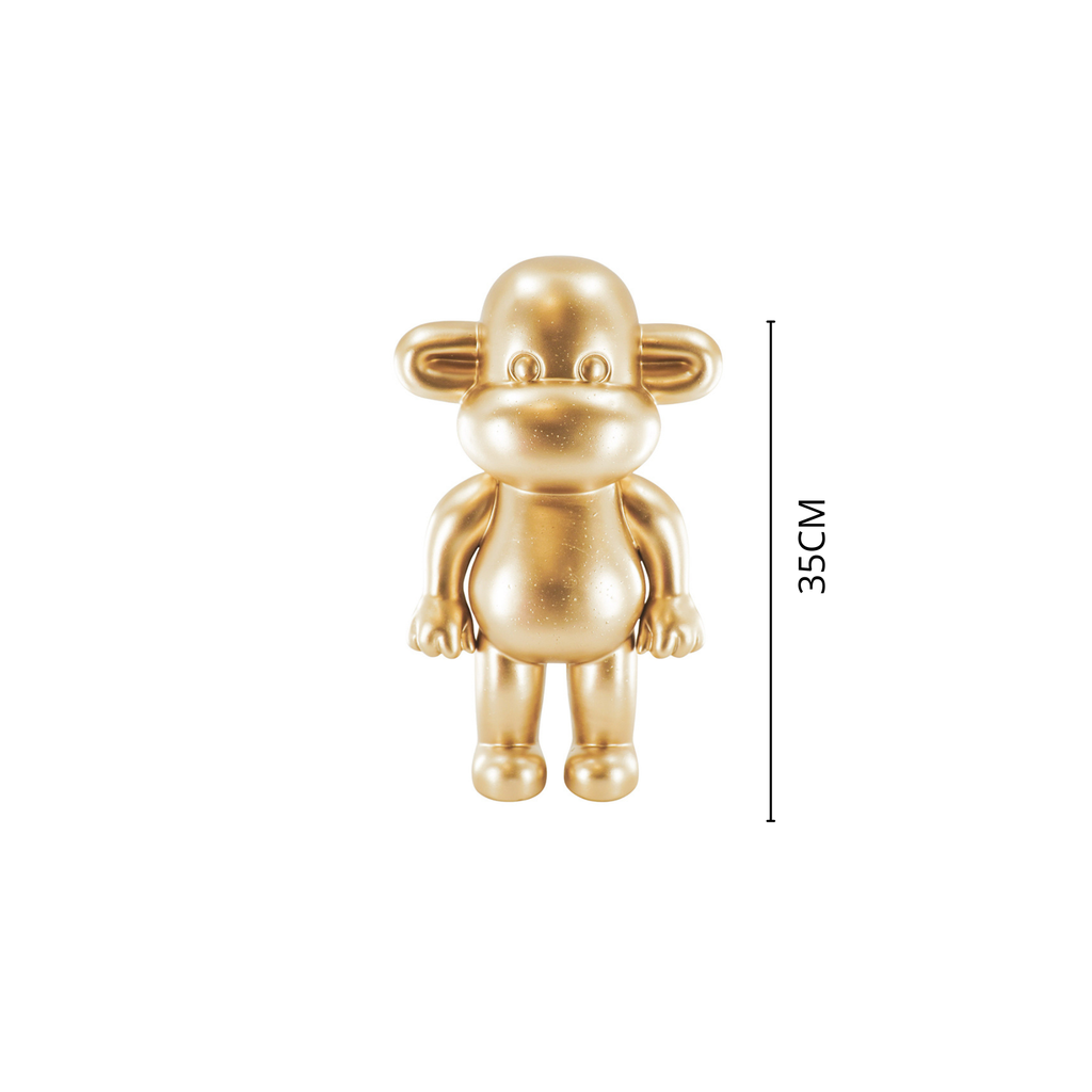 Ornamento - Statuetta Scimmia 'La Leggenda' - Resina - Oro - 20,5x13,5x35cm