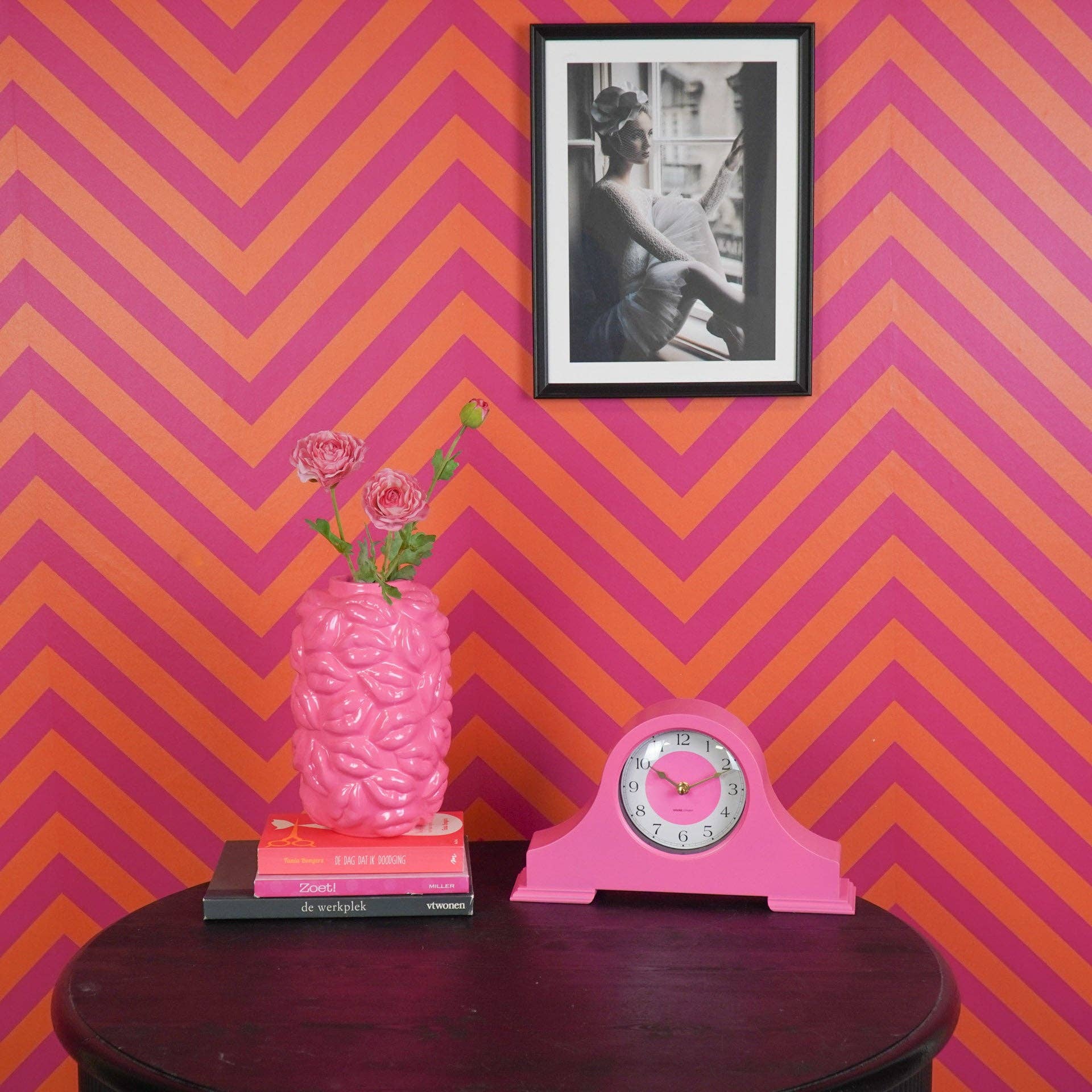 Orologio - Pendola da camino - Rosa neon - 36x8,5x20 cm