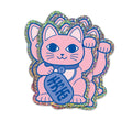Adesivo glitterato Maneki Neko Gatto Portafortuna