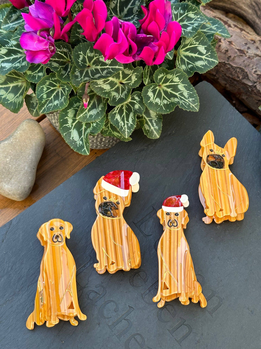Pince à cheveux Bouledogue Français de Noël