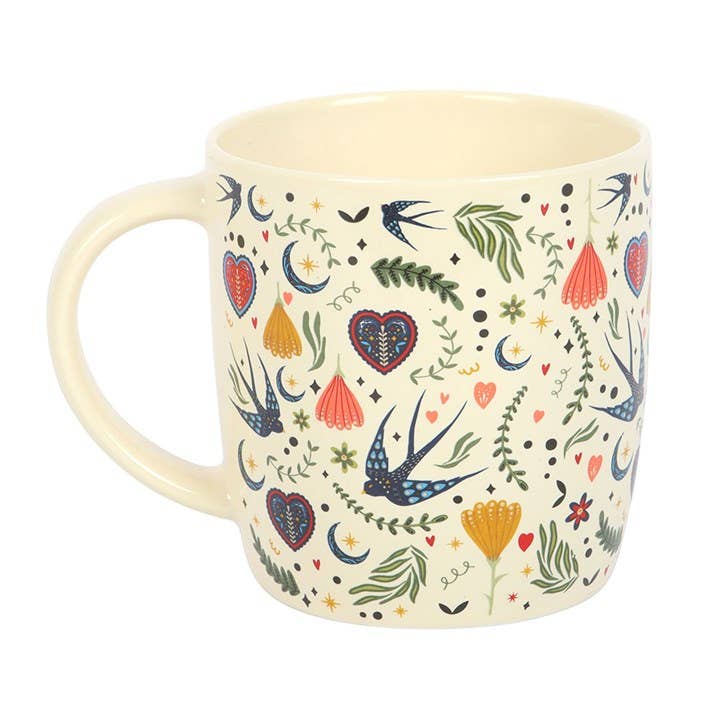 Tazza floreale folk color crema