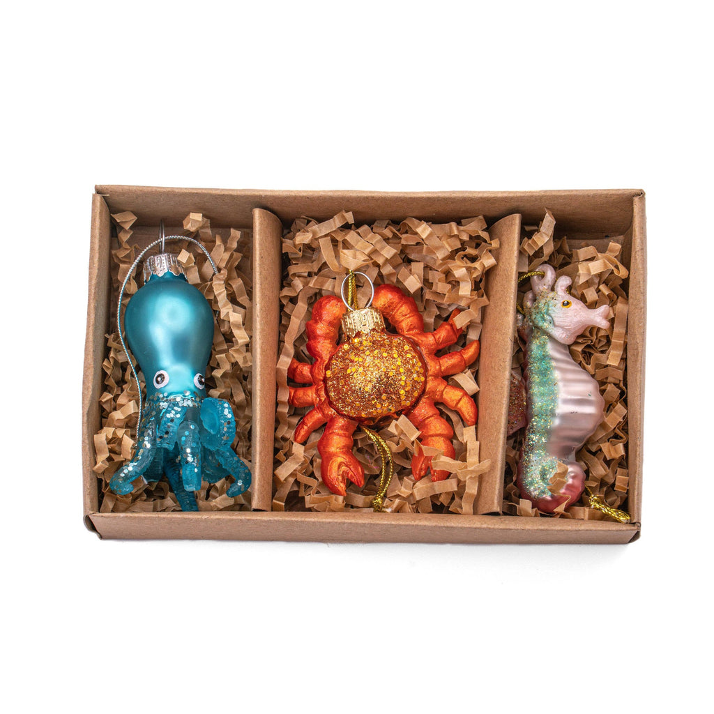 Mini Boules de Noël Animaux Marins 3-Pack
