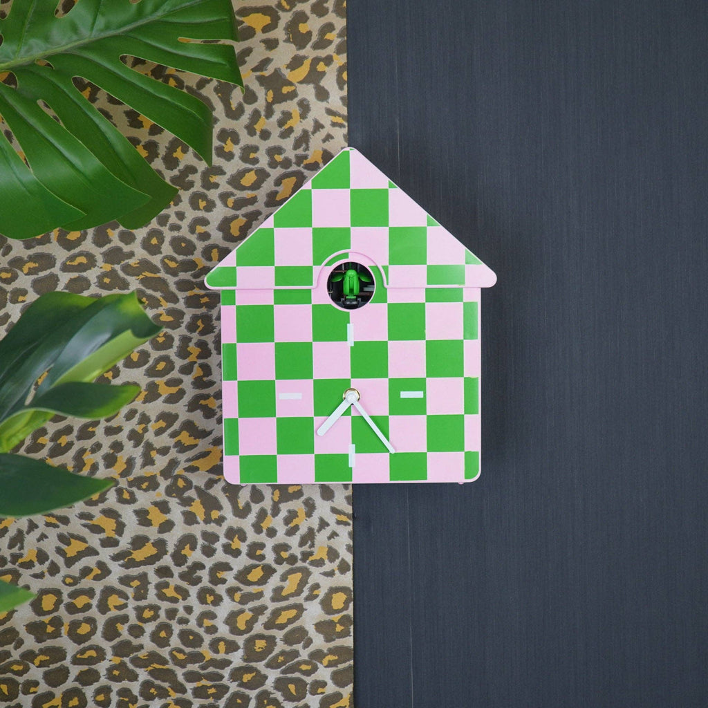 Orologio - Orologio a Parete a Cucù - Motivo - Verde/Rosa - 24x27x9cm