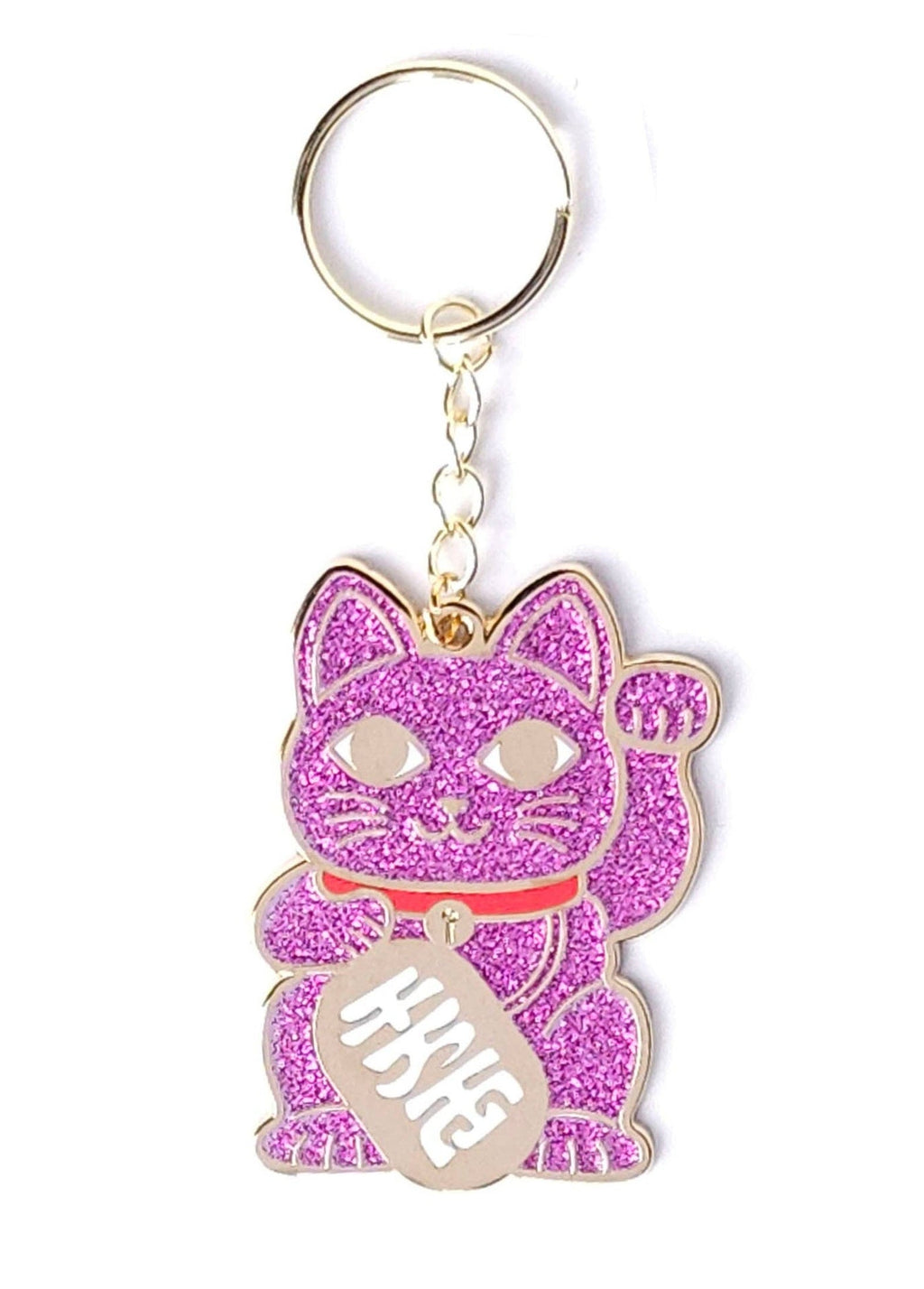 Portachiavi Gatto Fortunato Rosa Glitterato