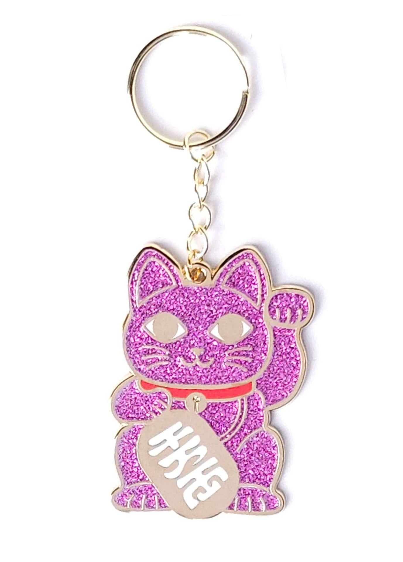 Portachiavi Gatto Fortunato Rosa Glitterato