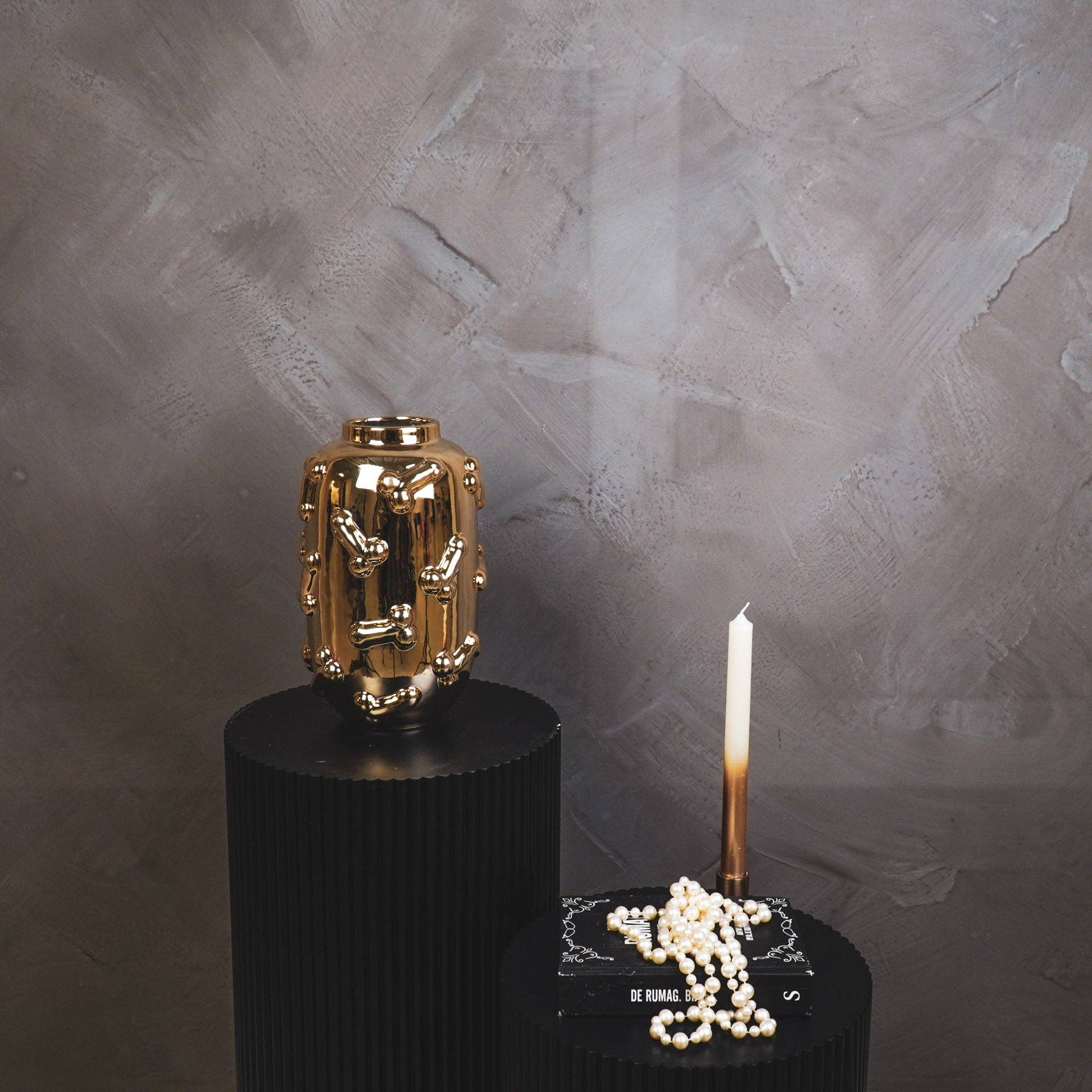 Vase - Dick - Ceramic - Gold - 17x17x27cm
