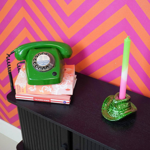 Candelabro - Cappello da cowboy - Verde - 13,5x11x7 cm