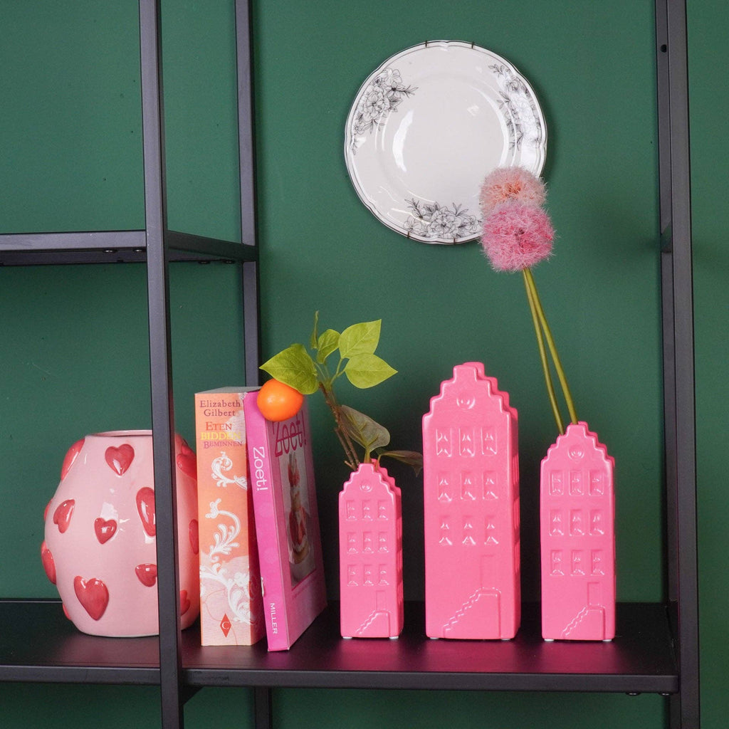 Vaso per fiori - Vaso per la casa - Ceramica - Rosa neon - 5x4,5x14,5 cm