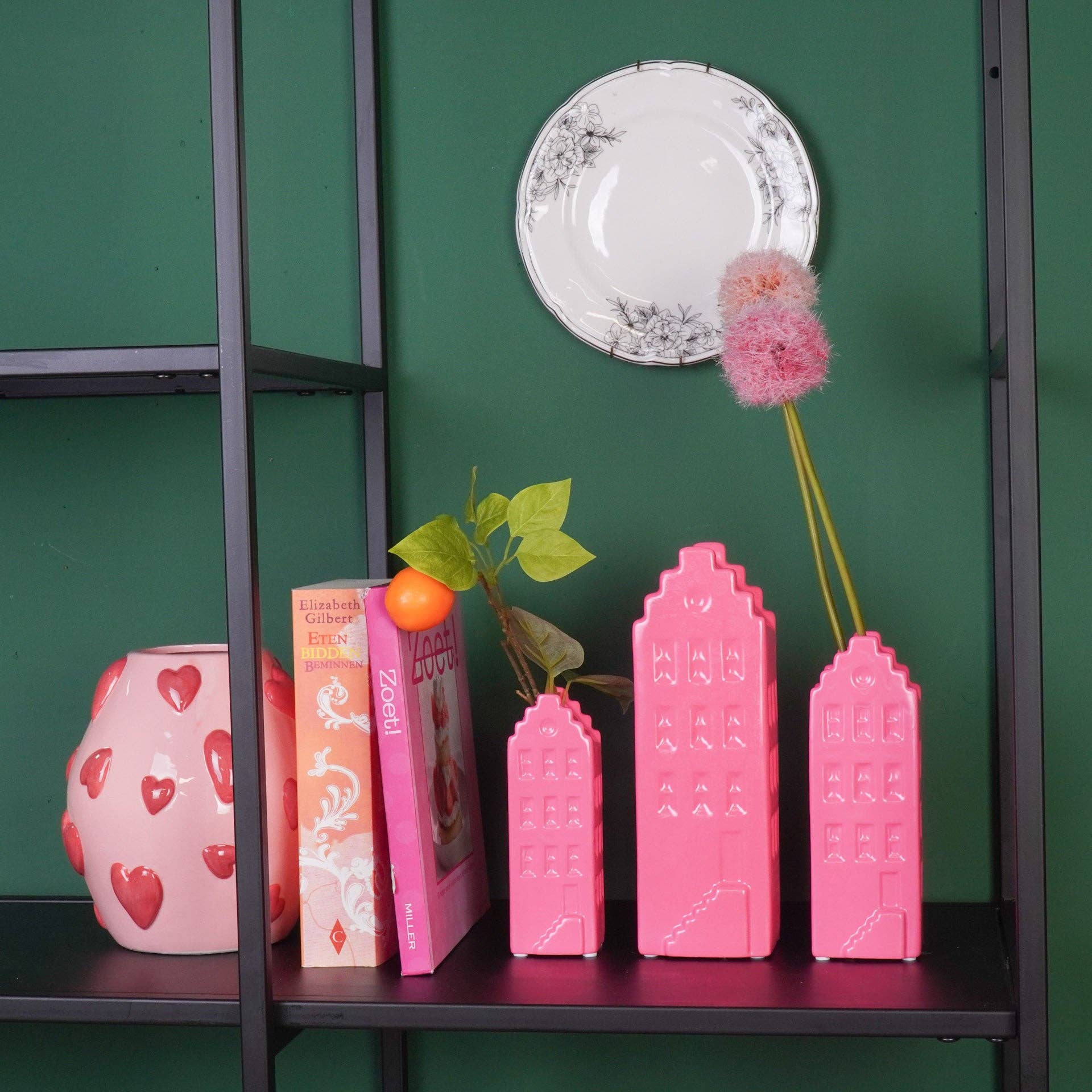 Vaso per fiori - Vaso per la casa - Ceramica - Rosa neon - 5x4,5x14,5 cm