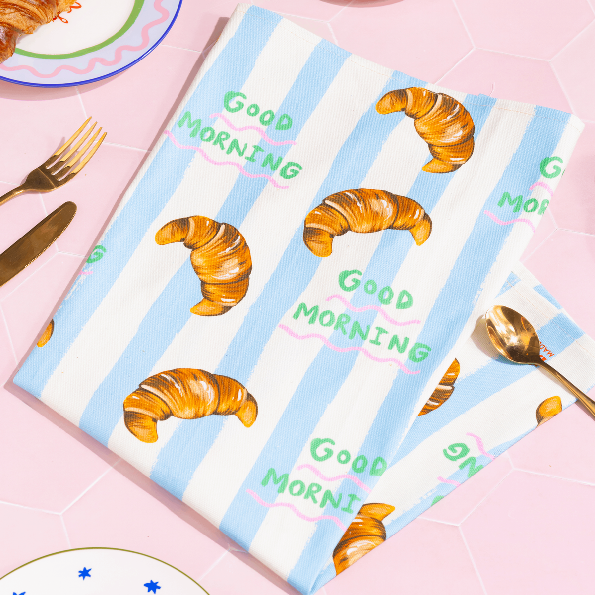 "Good Morning" Croissant Tea Towel