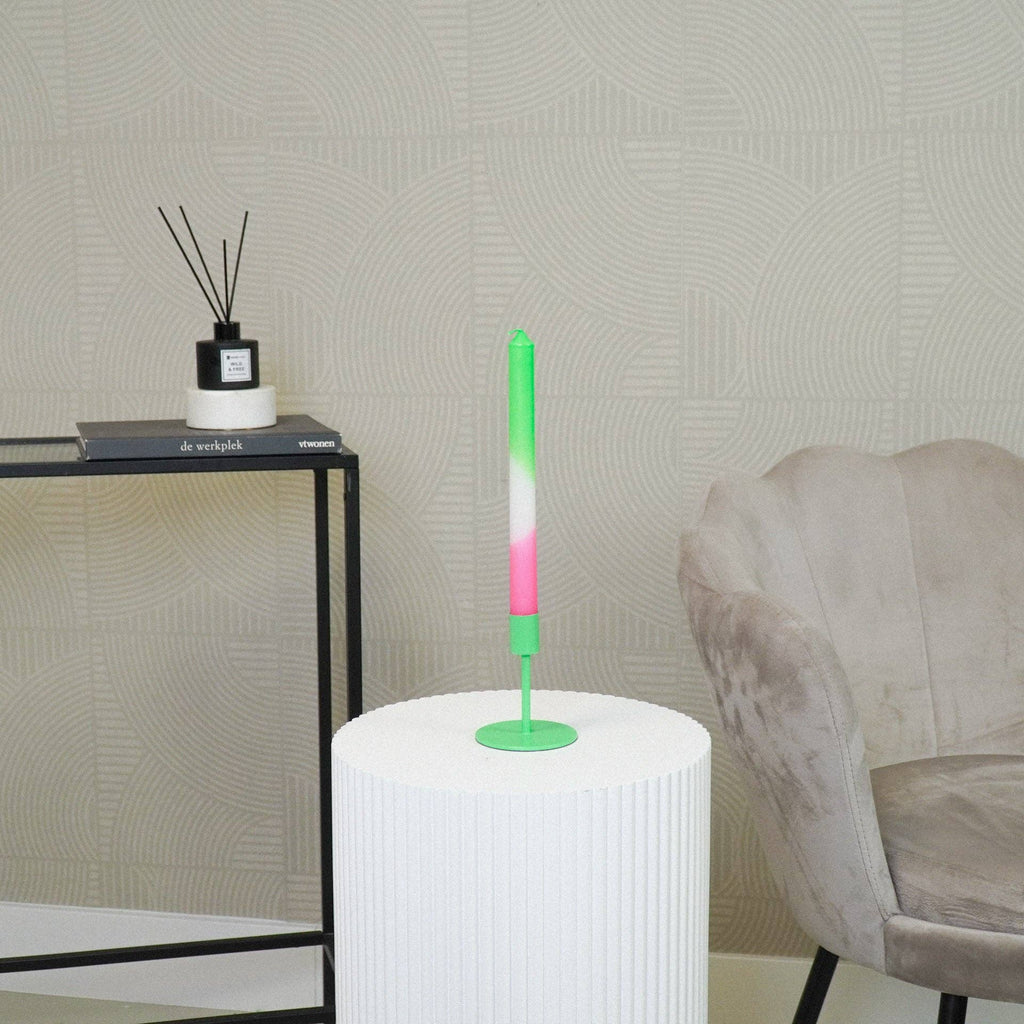 Candelabro - Basico - Metallo - Verde Neon - 8x8x10cm