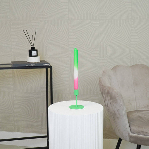 Candelabro - Basico - Metallo - Verde Neon - 8x8x10cm