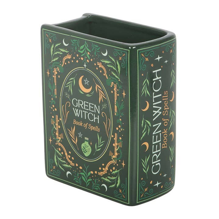 Vase en Forme de Livre - Sorcière verte