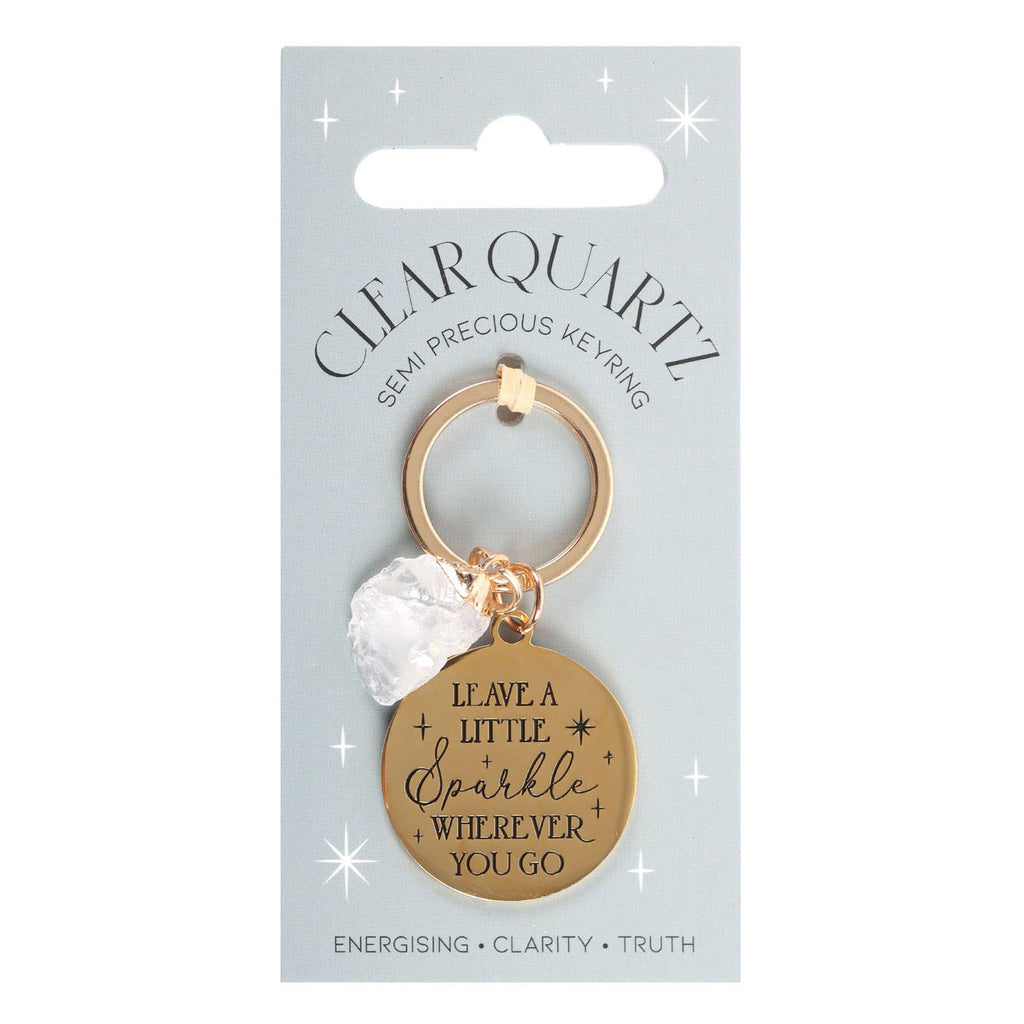 Porte-clés avec Cristal de Quartz « Leave a Little Sparkle wherever you go »