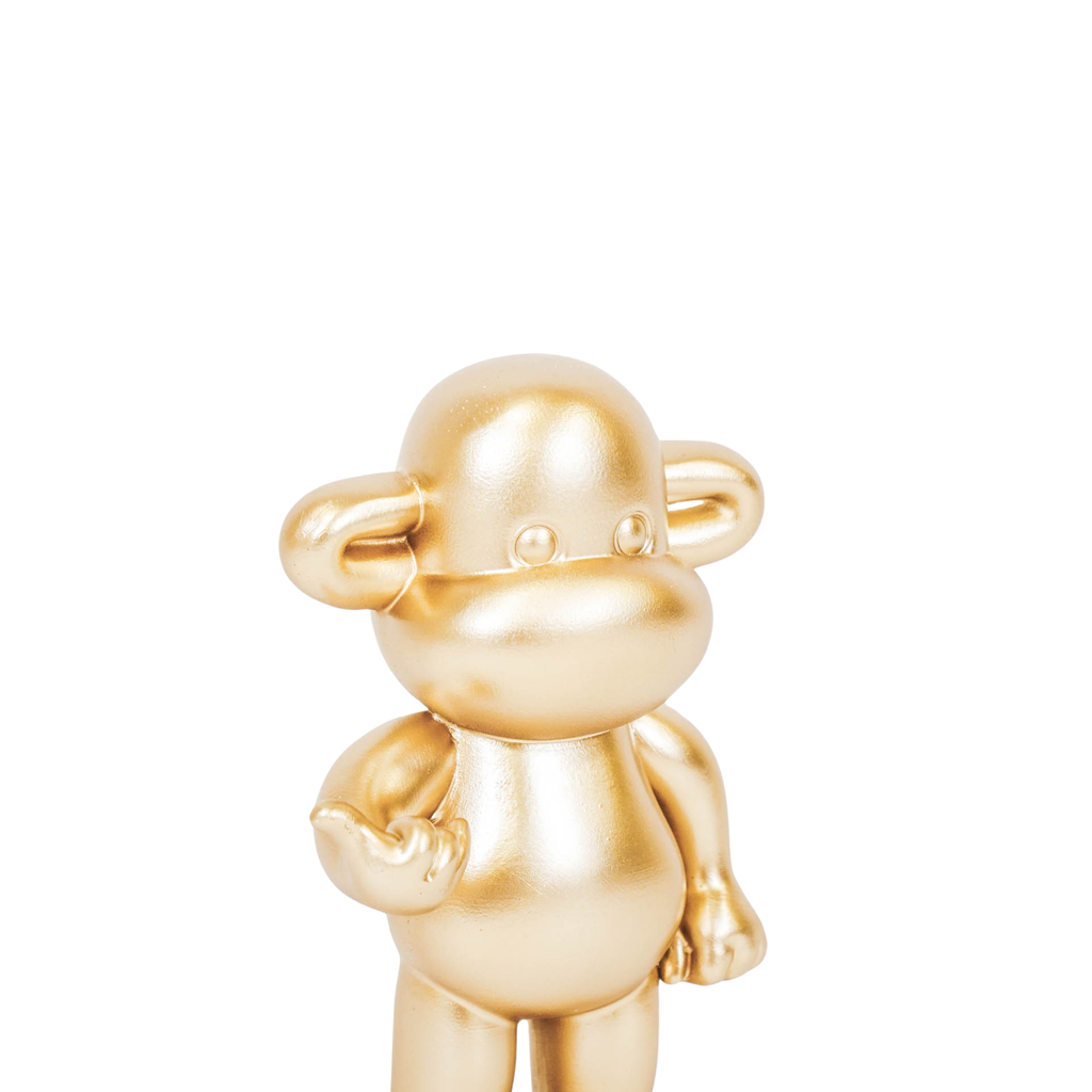 Ornamento - Statuetta Scimmia Hang Loose "La Leggenda" - Poliresina - Oro - 11x7x19cm