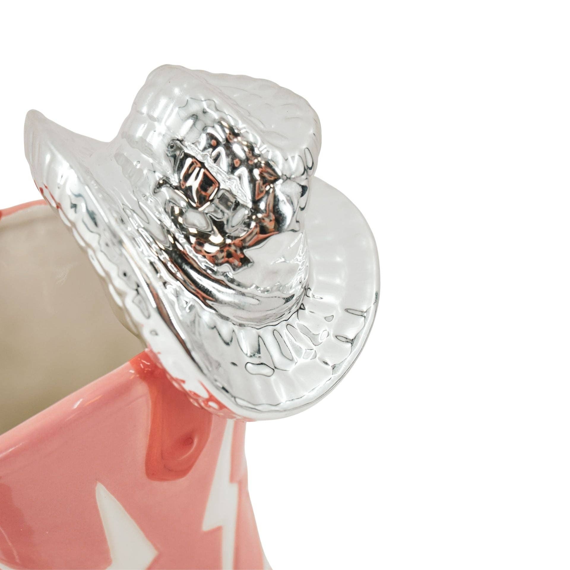 Vaso da fiori - Stivale con cappello da discoteca Vaso - Ceramica - Rosa/Arancione - 16,5x10,5x26,5cm