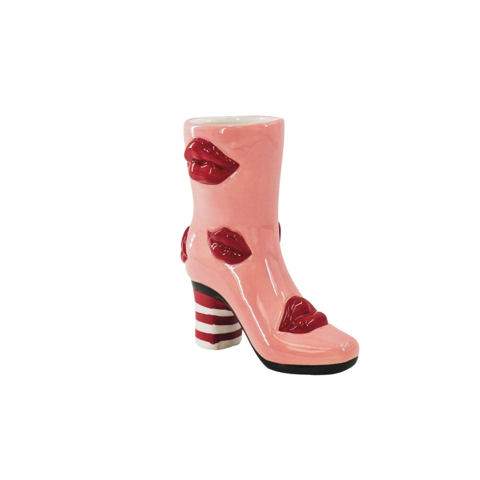 Vaso Stivale con Labbra - Rosa/Rosso