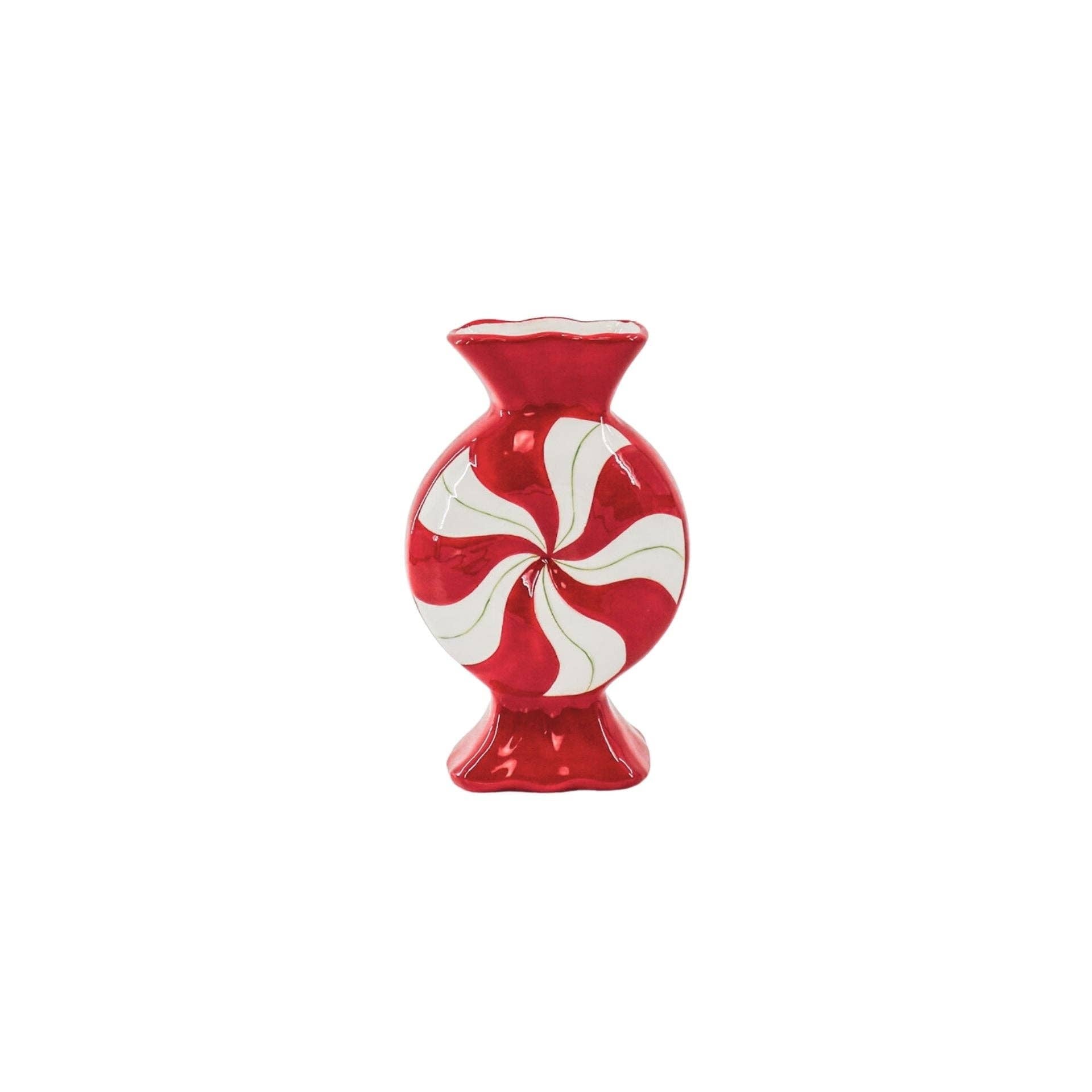 Vaso da fiori - Caramella mou - -Ceramica-Rosso/Bianco- 12x6,5x20cm