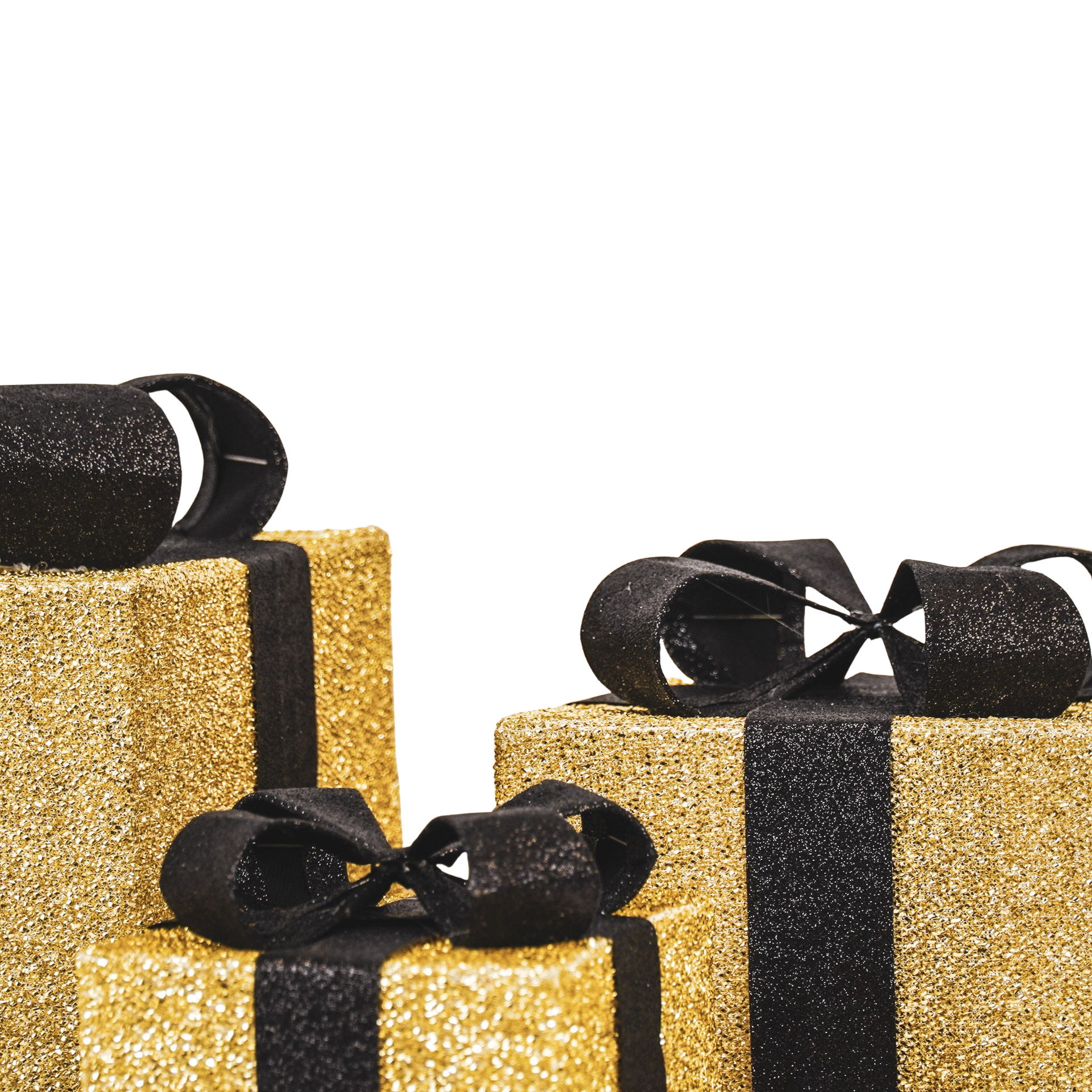 Regalo di Natale LED - S3 - Polistirolo - Oro/Nero - 15/20/25 cm