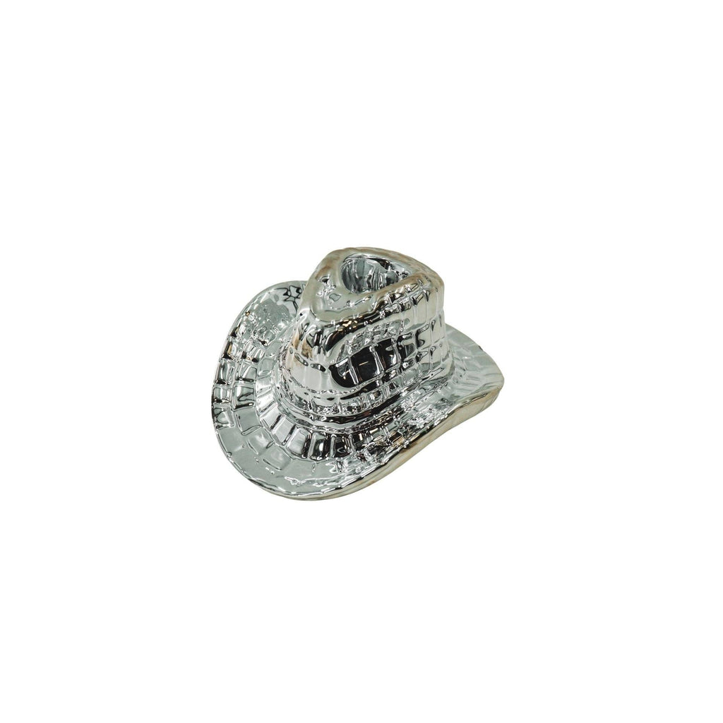 Candelabro - Cappello da Cowboy - Ceramica - Argento - 13,5x11x7 cm