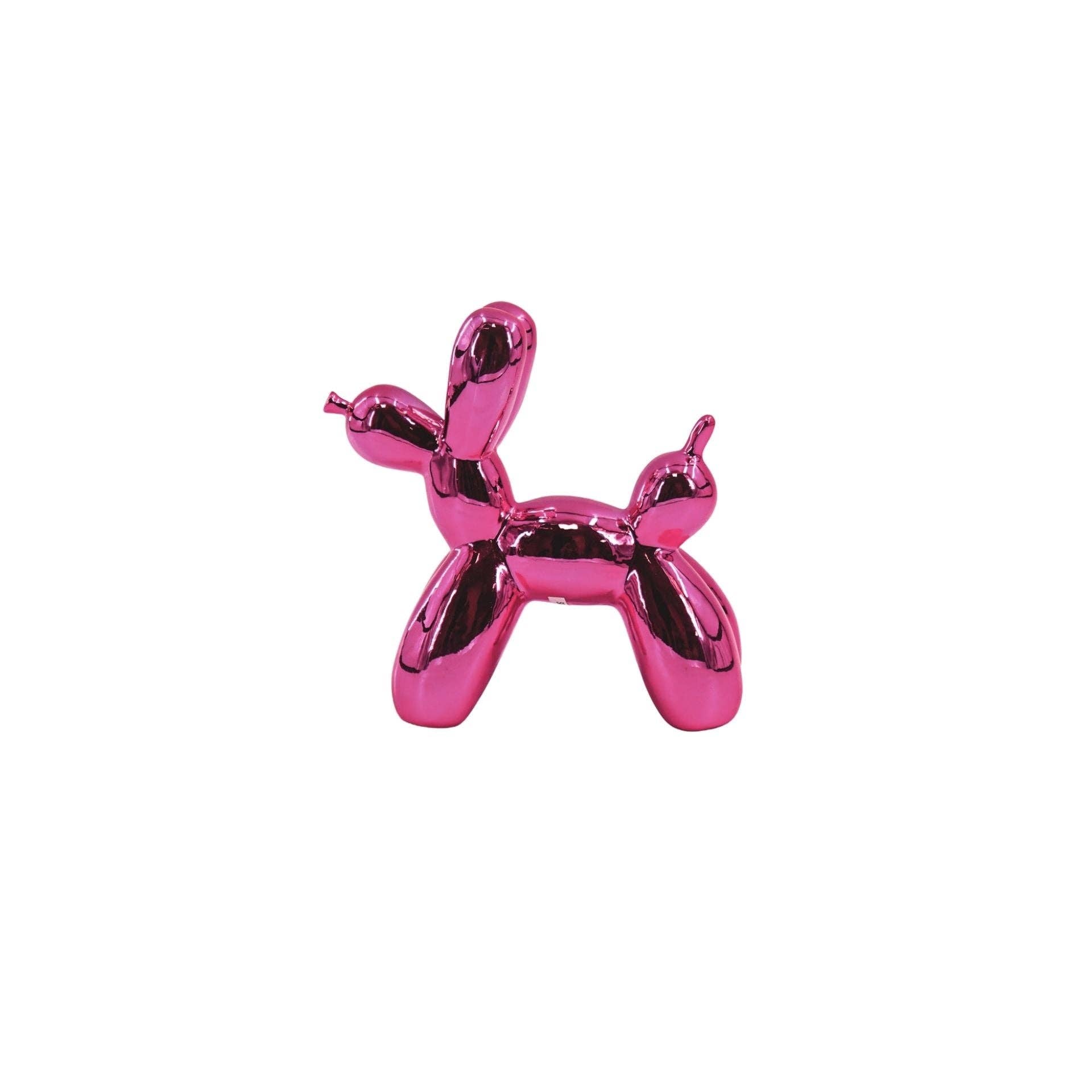 Ornament - Balloon Dog Statue - Ceramic - Metallic Pink - 20x9x19 cm