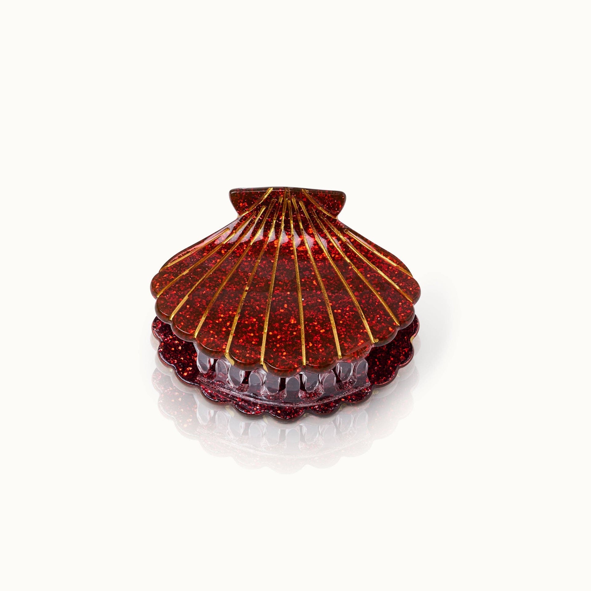 Pince à cheveux Coquillage rouge pailleté