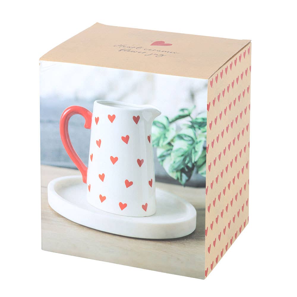 Brocca in ceramica con stampa a cuori