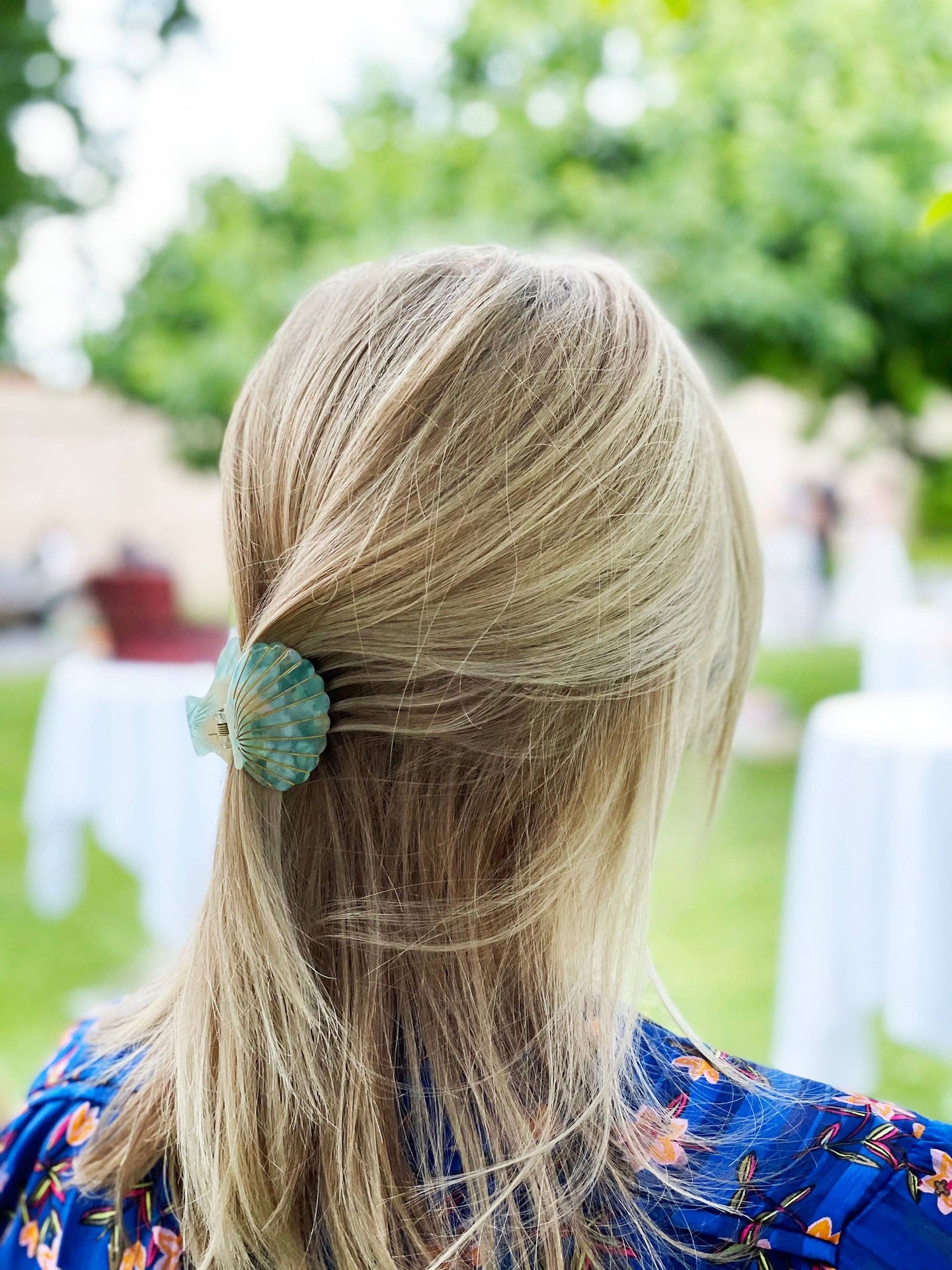 Pince à cheveux Coquillage Bleu Nuit