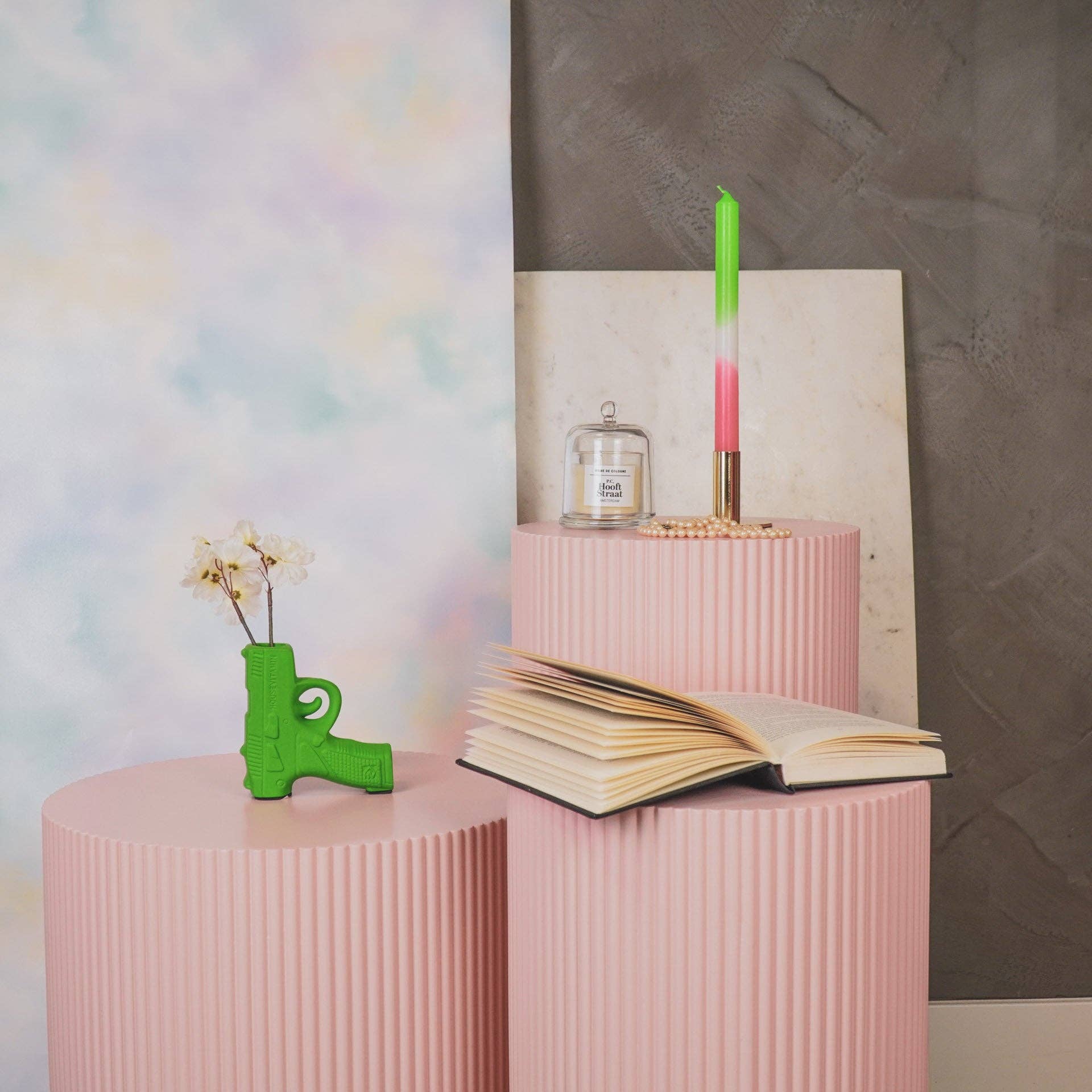 Vaso - Pistola - Ceramica - Verde Neon - 12x5x12cm