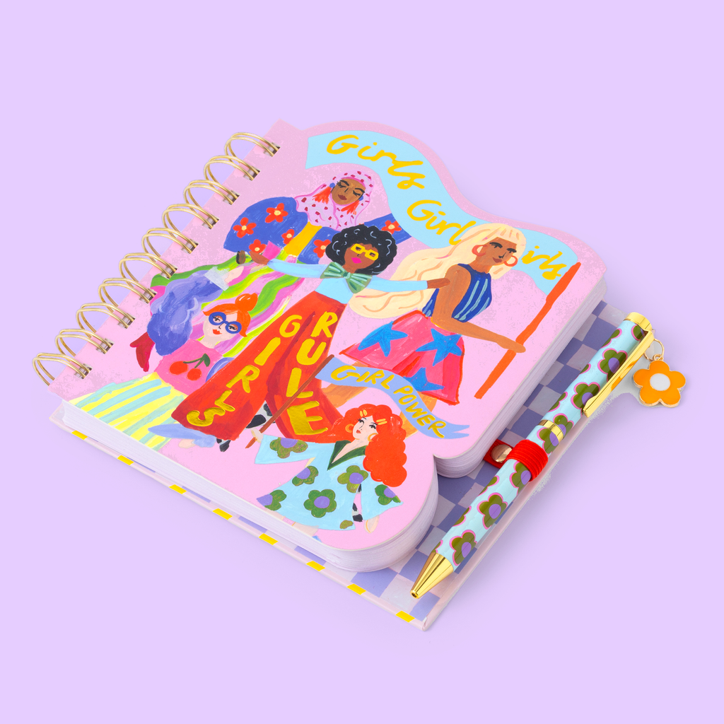 Ruler-shaped notebook for girls & pen