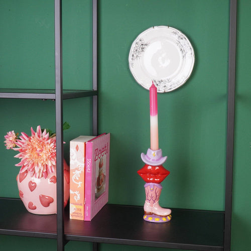 Portacandele - Stivale / Labbro / Cappello - Rosa / Rosso / Lilla - 10x8x20 cm