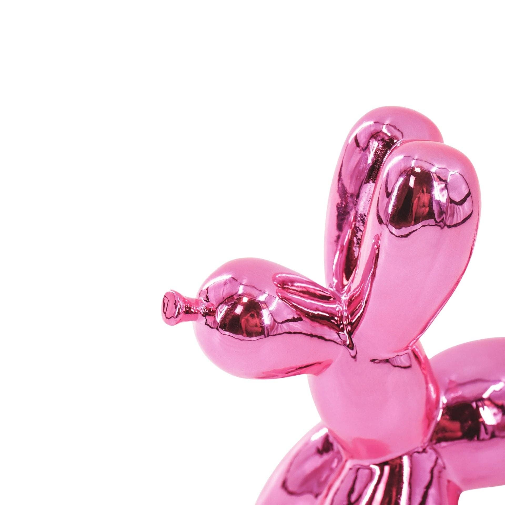 Ornament - Balloon Dog Statue - Ceramic - Metallic Pink - 20x9x19 cm
