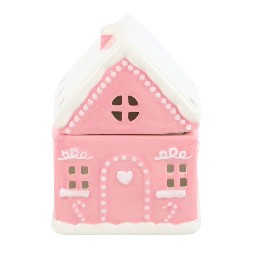 Brûleur à huile de Noël Pink Gingerbread House