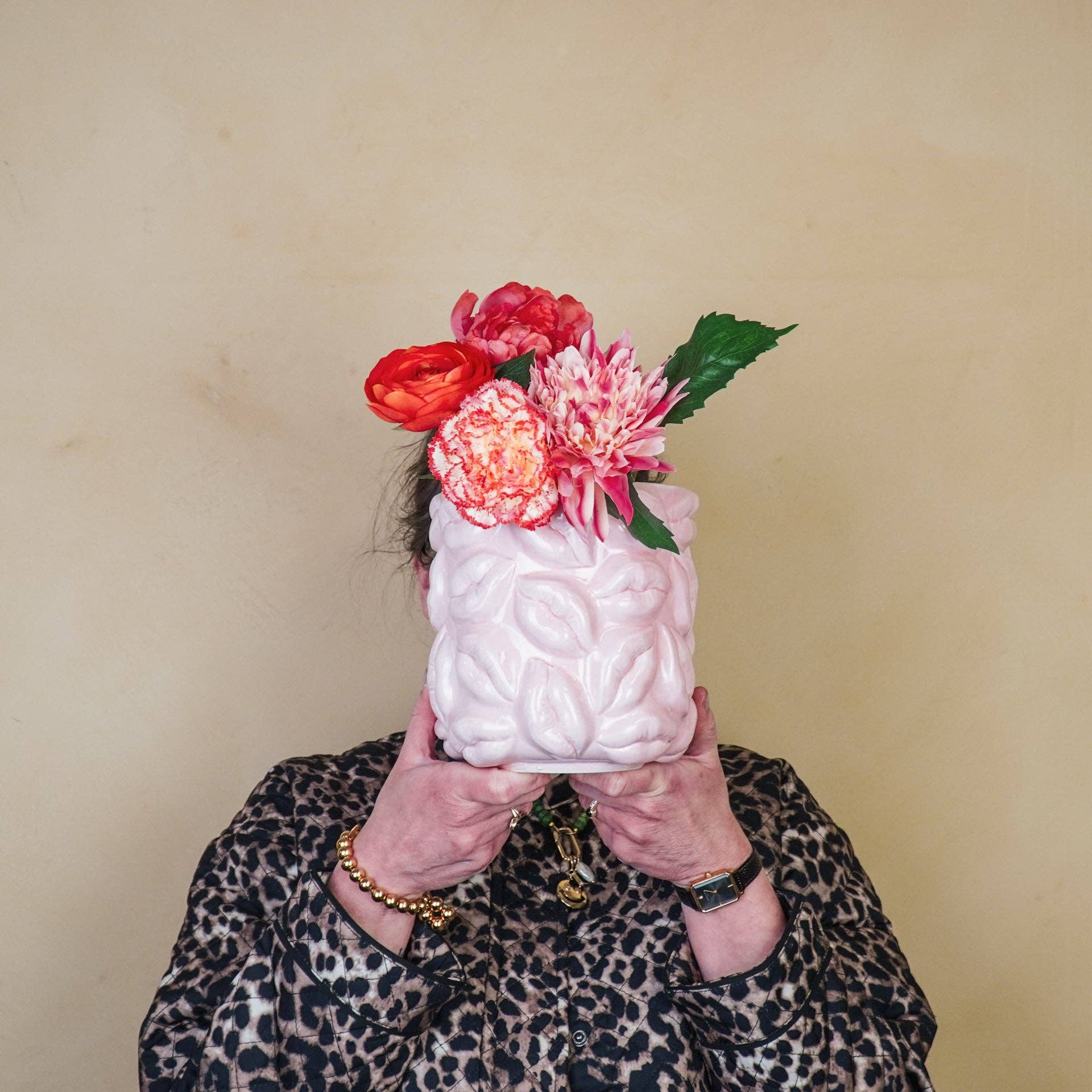 Vaso - Baci - Ceramica - Rosa chiaro - 17,5x17,5x17,5cm