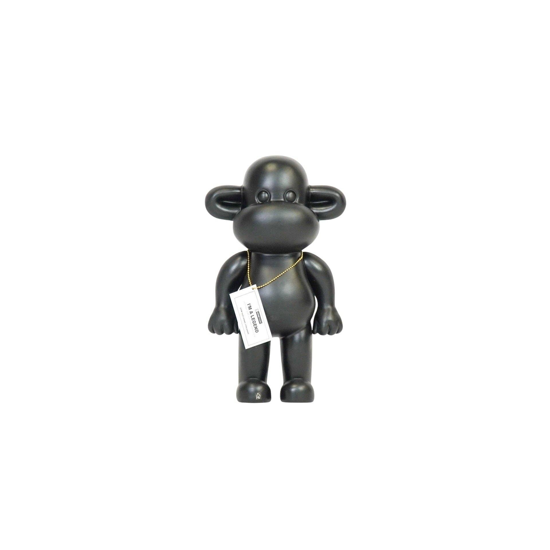 Ornamento - Statuetta Scimmia 'La Leggenda' - Poliresina - Nero - 20,5x13,5x35 cm
