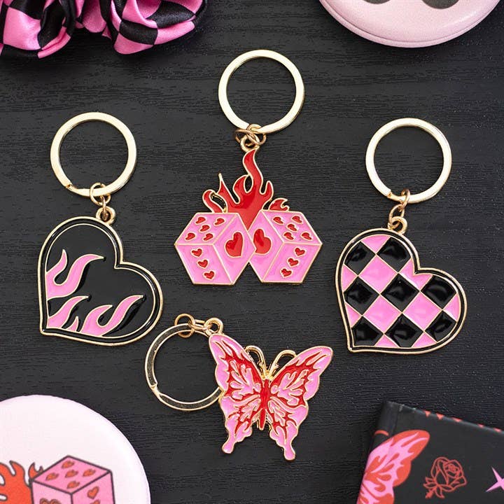 Flame Dice Keychain