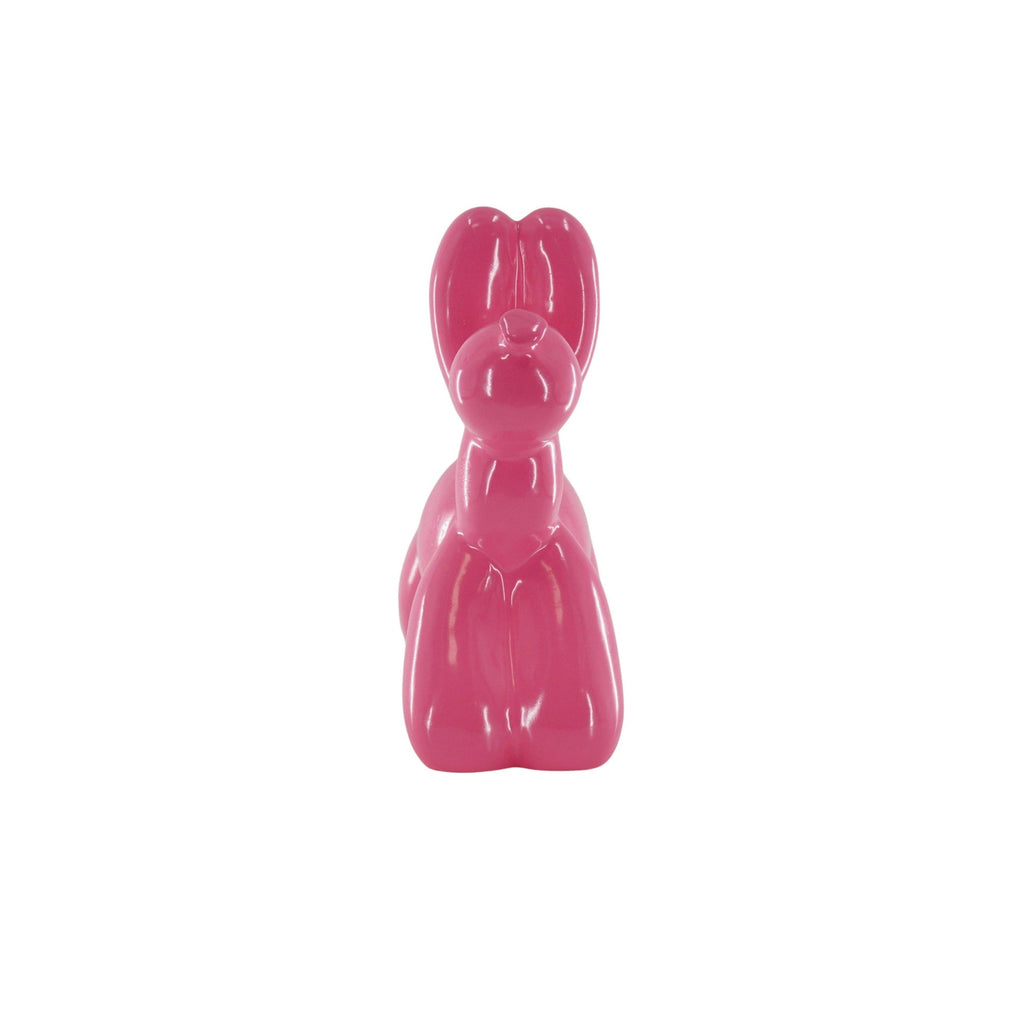 Ornamento - Salvadanaio Cane Palloncino - Rosa Neon - 17x7x17cm