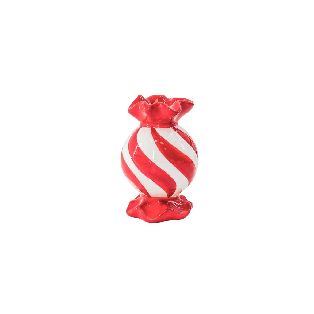 Portacandela - Bonbon Toffee - Rosso/Bianco - 8,5x8,5x13 cm