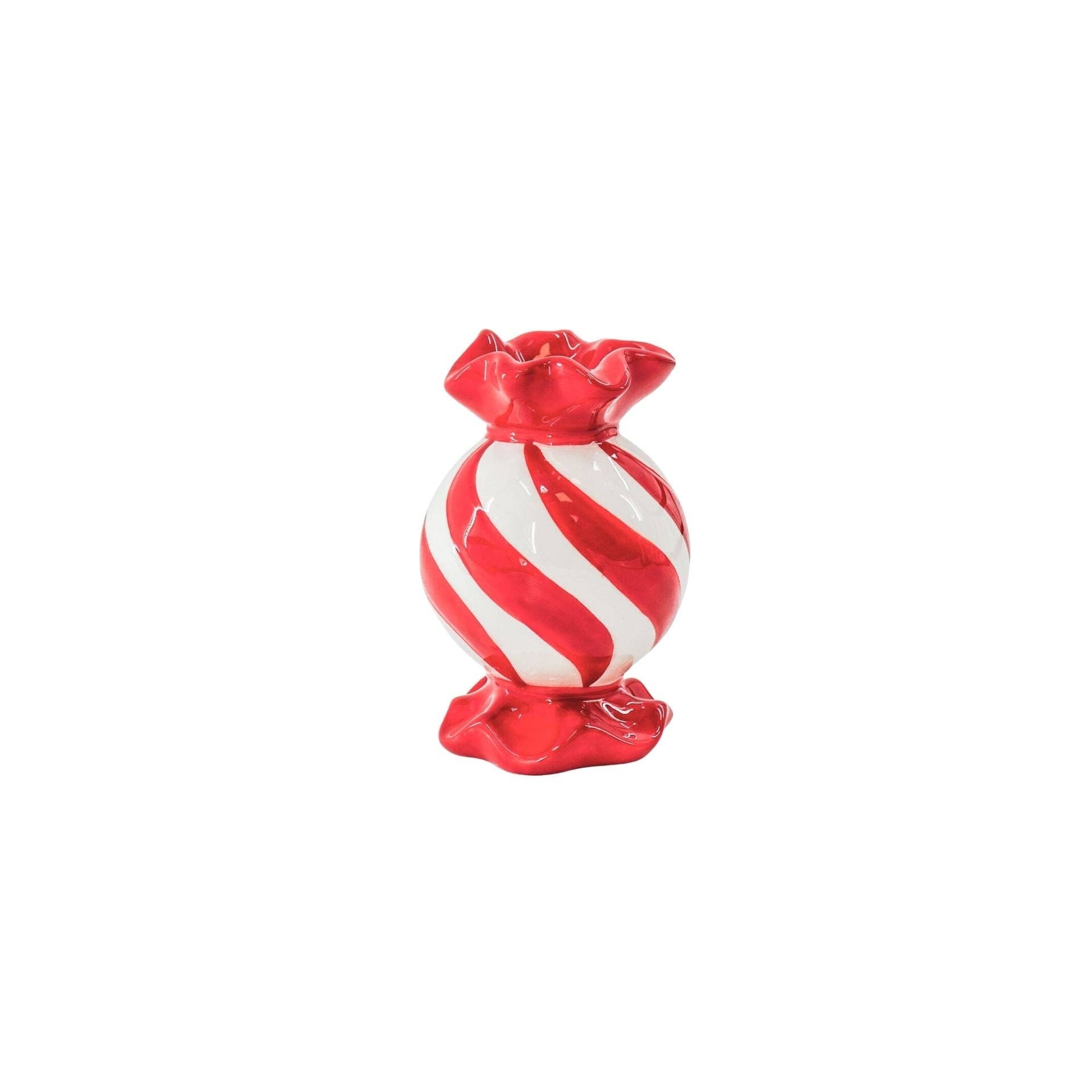 Portacandela - Bonbon Toffee - Rosso/Bianco - 8,5x8,5x13 cm