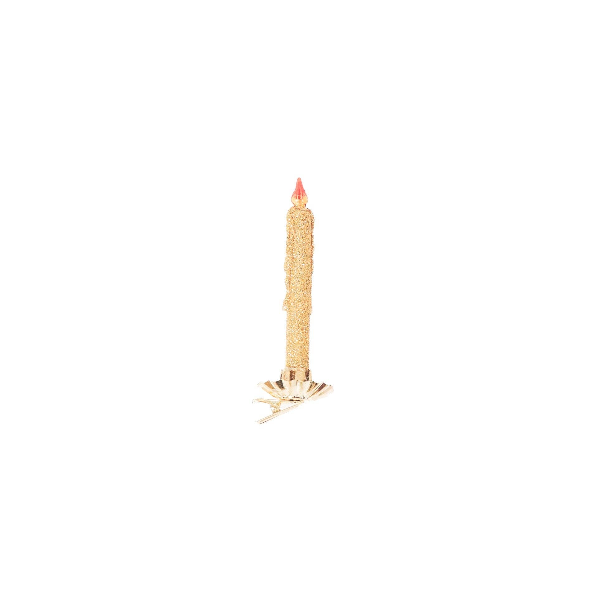 UV incandescent candle, Christmas decoration, glass, 4 x 4.5 x 13 cm