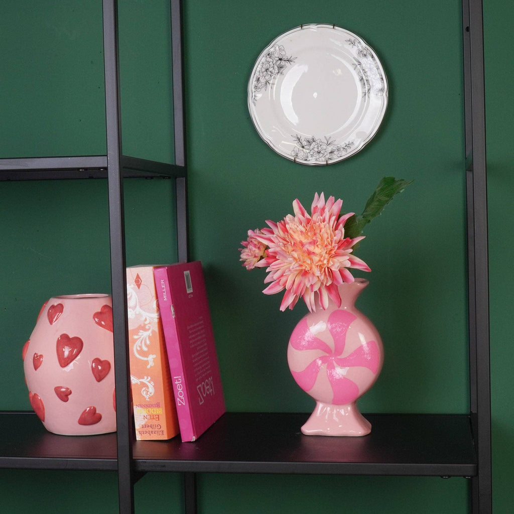 Vaso da fiori - Caramella mou - -Ceramica-Rosso/Bianco- 12x6,5x20cm