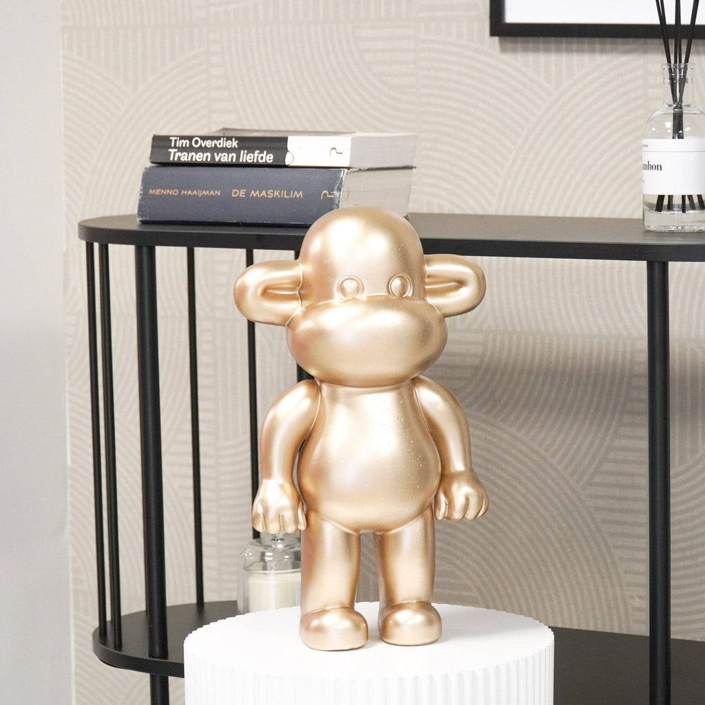 Ornamento - Statuetta Scimmia 'La Leggenda' - Poliresina - Oro - 33x21x50cm