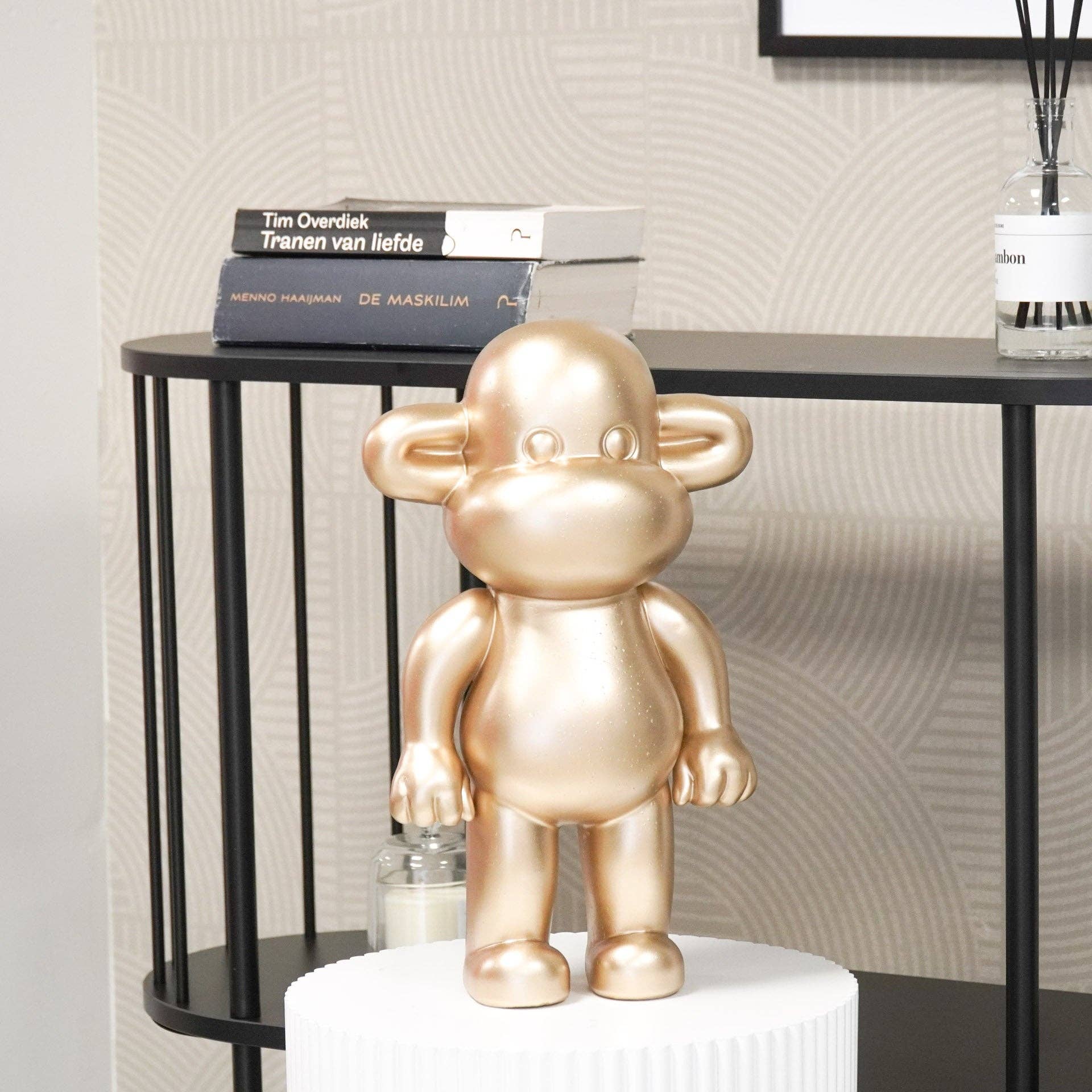 Ornamento - Statuetta Scimmia 'La Leggenda' - Poliresina - Oro - 33x21x50cm