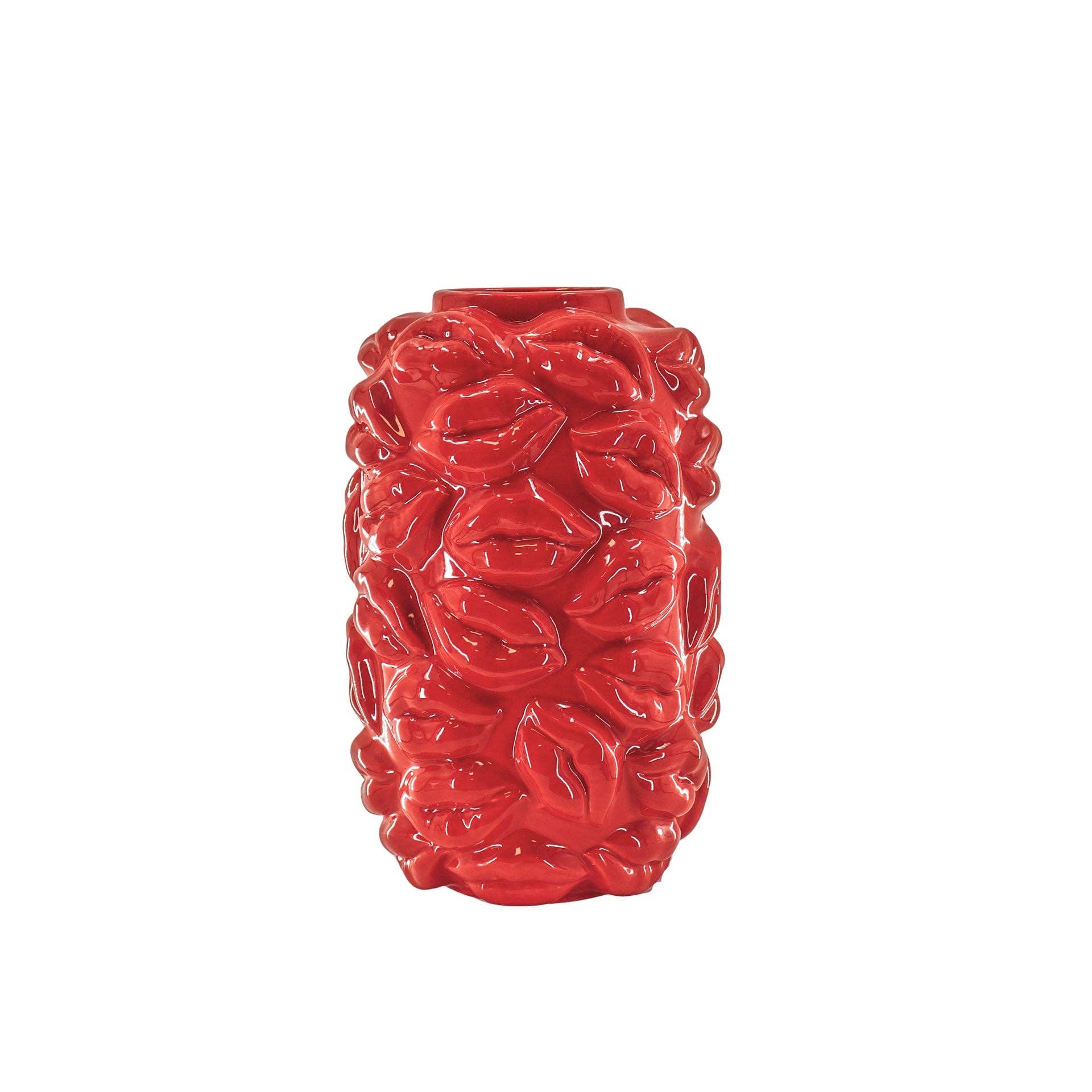 Vaso - Baci - Ceramica - Rosso - 17x17x27cm