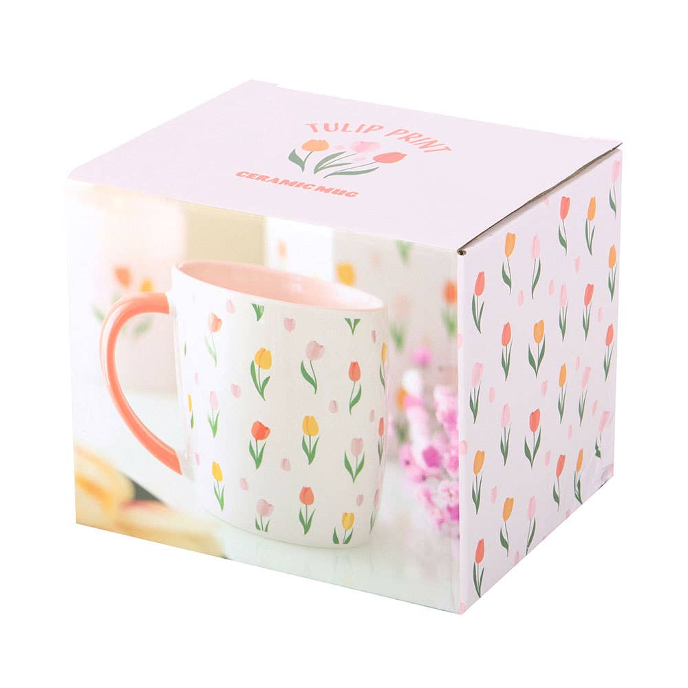 Tazza con motivo a tulipani