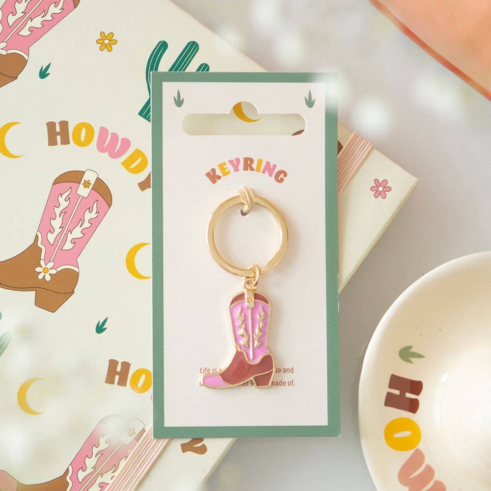 Pink Cowboy Boot Keychain