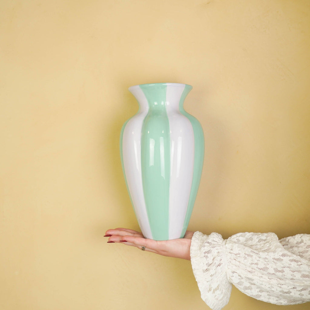 Vaso da fiori - Vaso a pieghe - Ceramica - Lilla/Verde - 16,5x16,5x29,5 cm