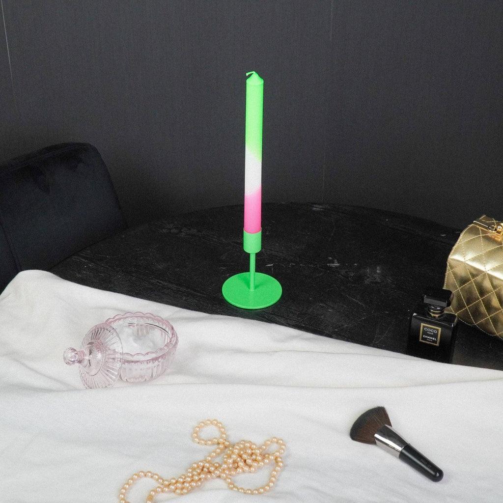 Candelabro - Basico - Metallo - Verde Neon - 8x8x10cm
