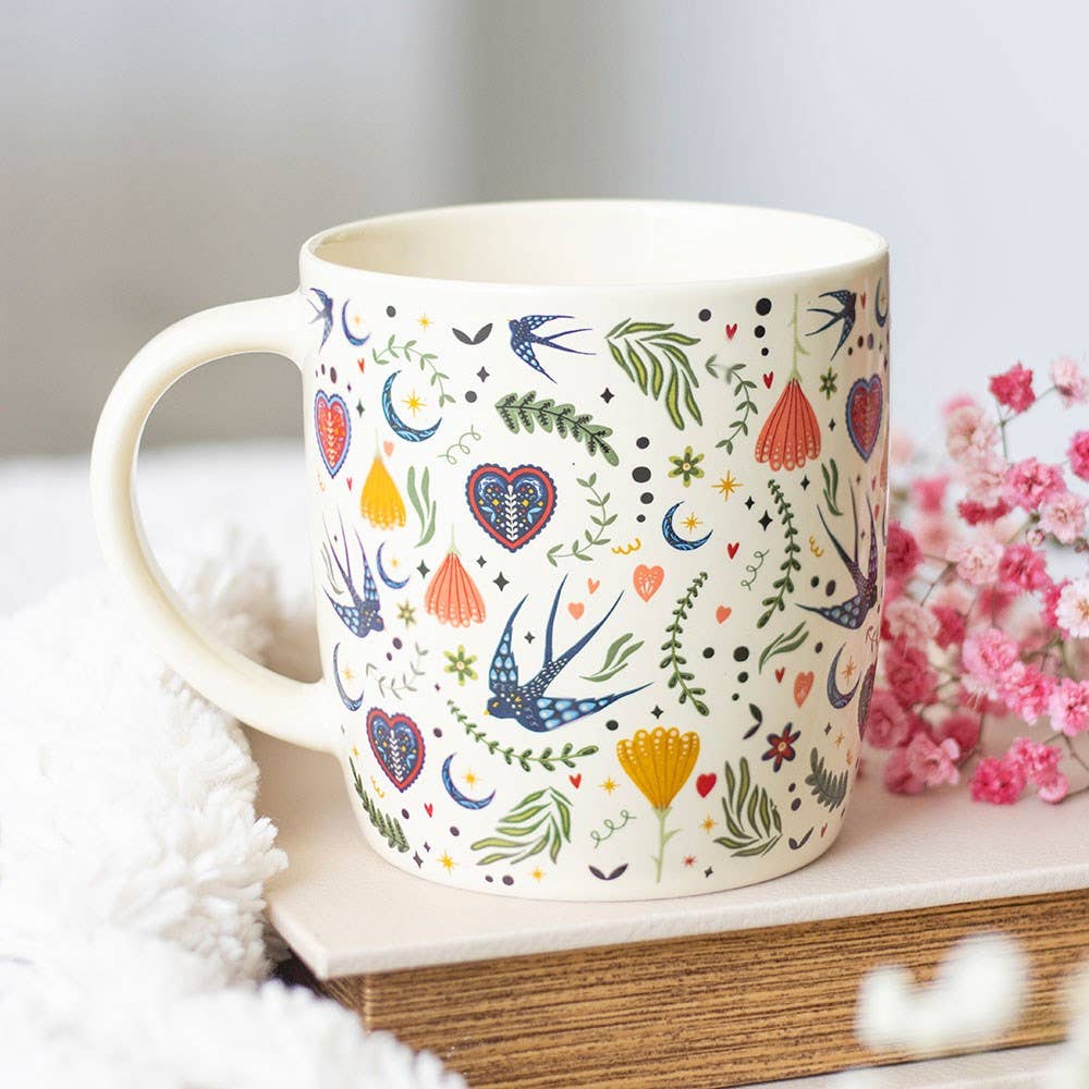 Tazza floreale folk color crema